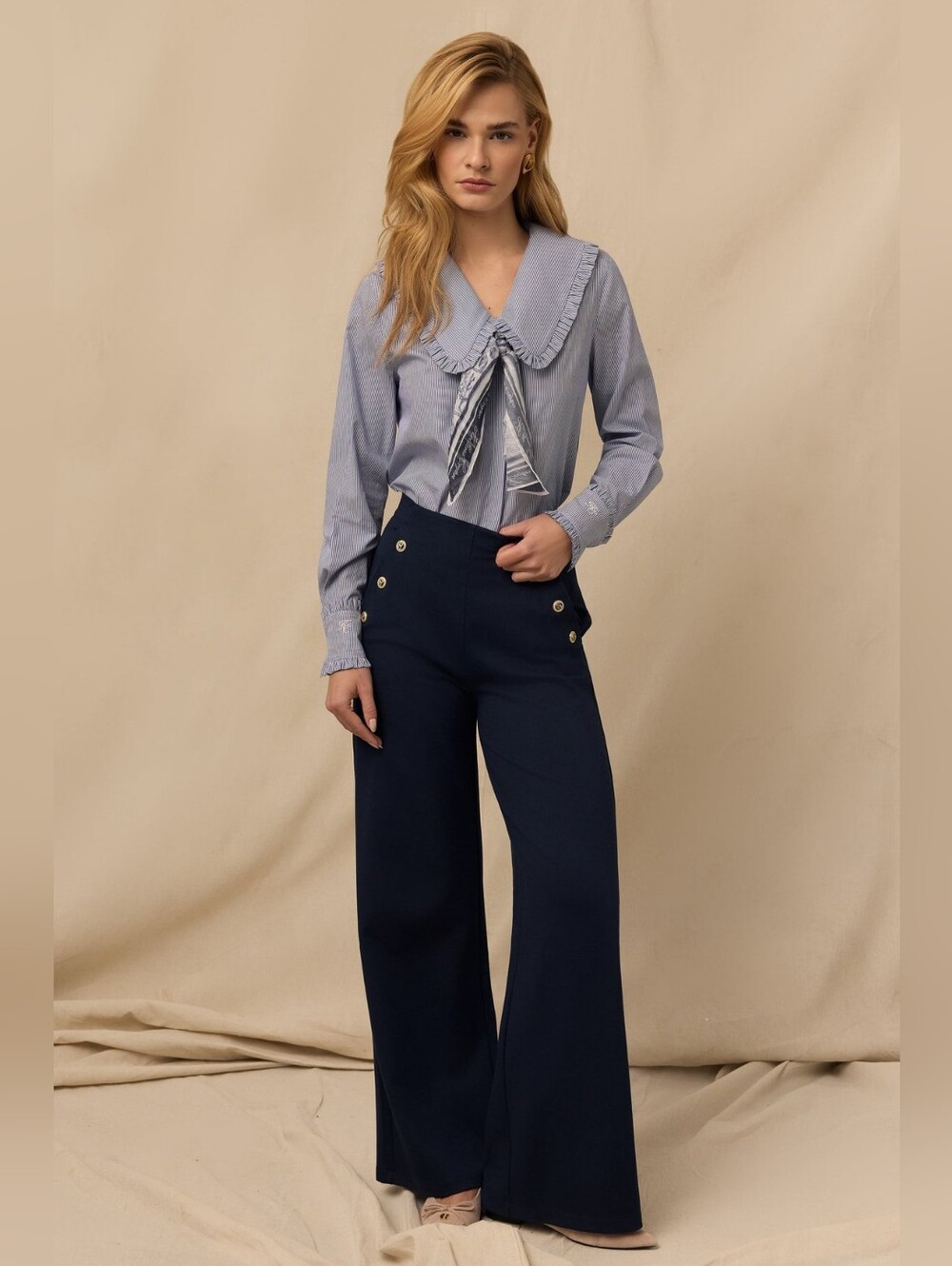 Holland Copper Jersey Amoria Wide Leg Ink Navy Size XL Petite